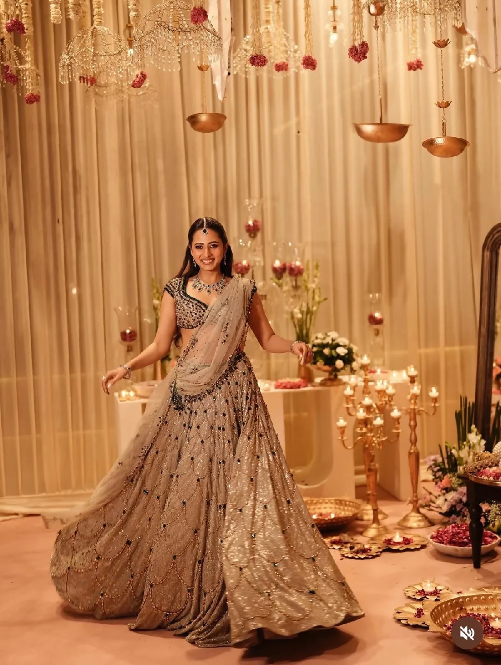 GREEN GOLD LEHENGA SET