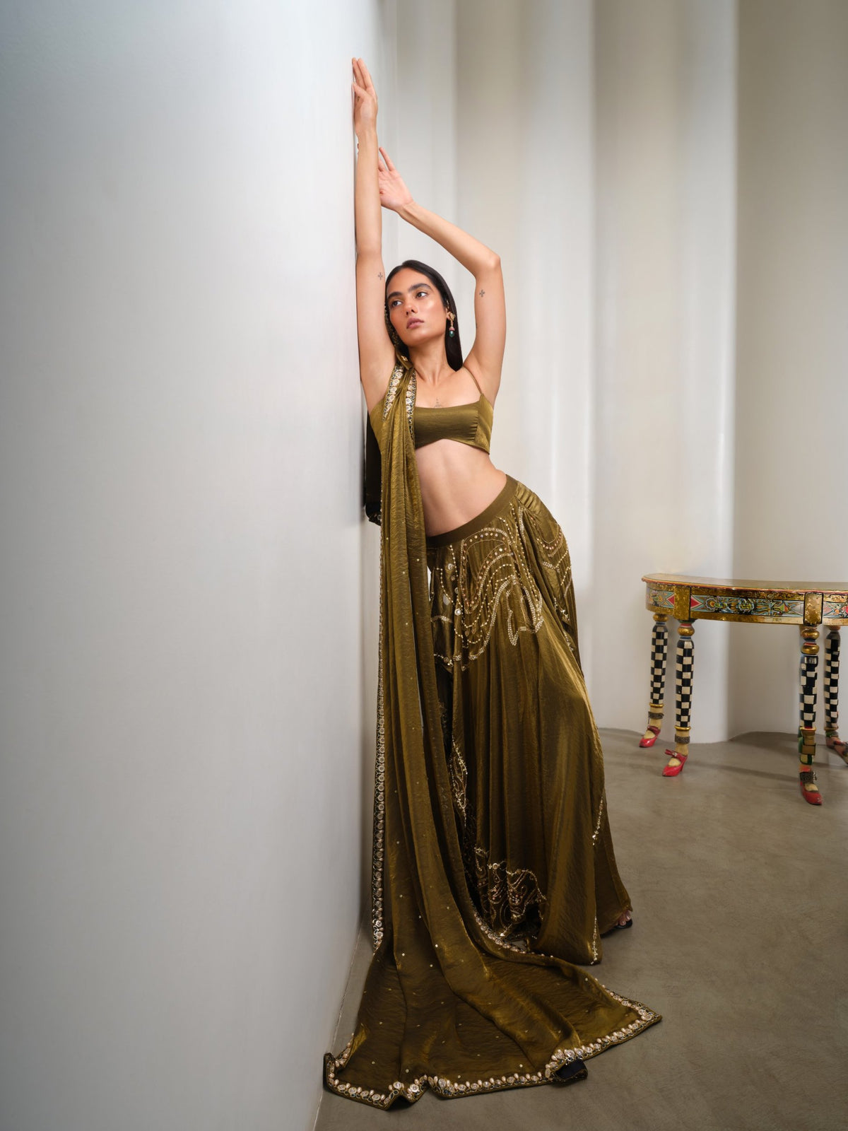 Gilded Reverie – gold full lehenga set by Papa Don't Preach by Shubhika