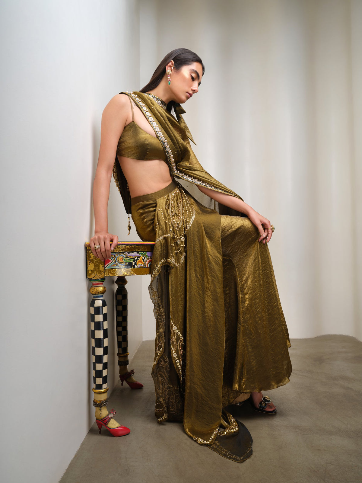 Gilded Reverie – gold full lehenga set by Papa Don't Preach by Shubhika