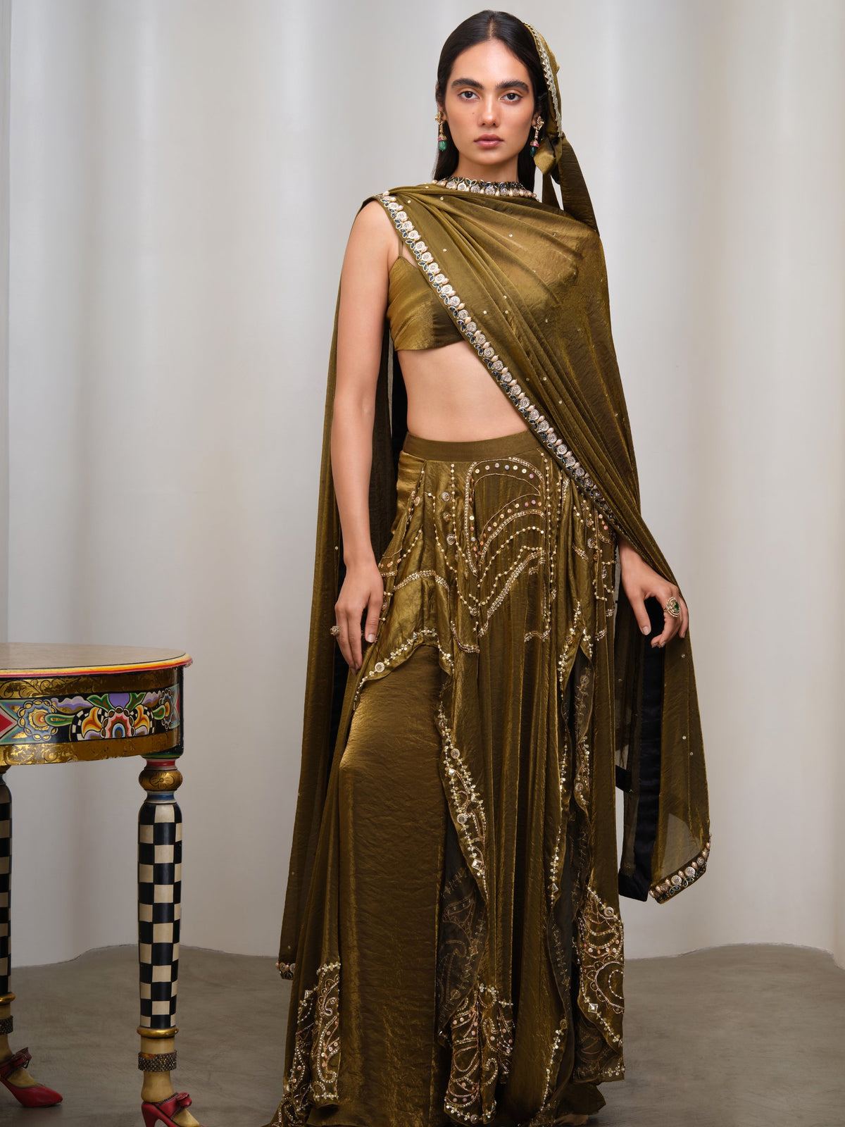 Gilded Reverie – gold full lehenga set by Papa Don't Preach by Shubhika