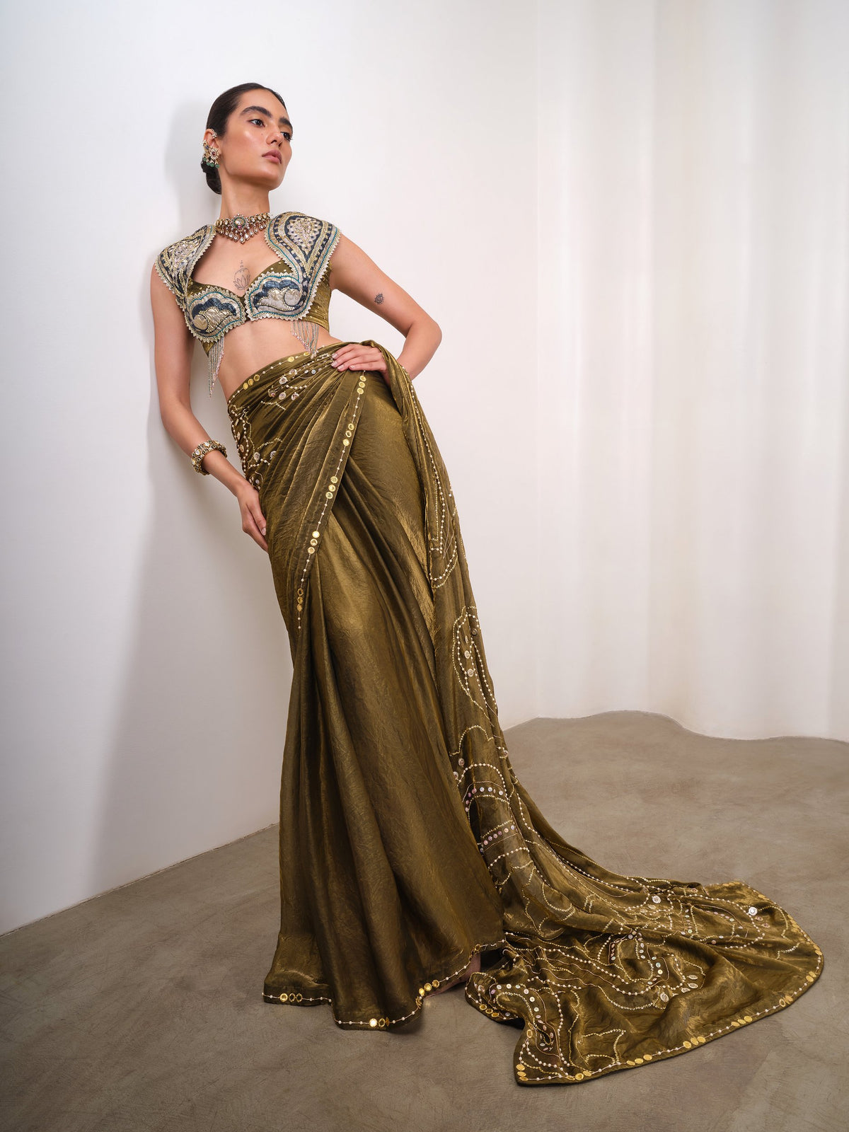 Gilded Drama – gold saree set by Papa Don't Preach by Shubhika