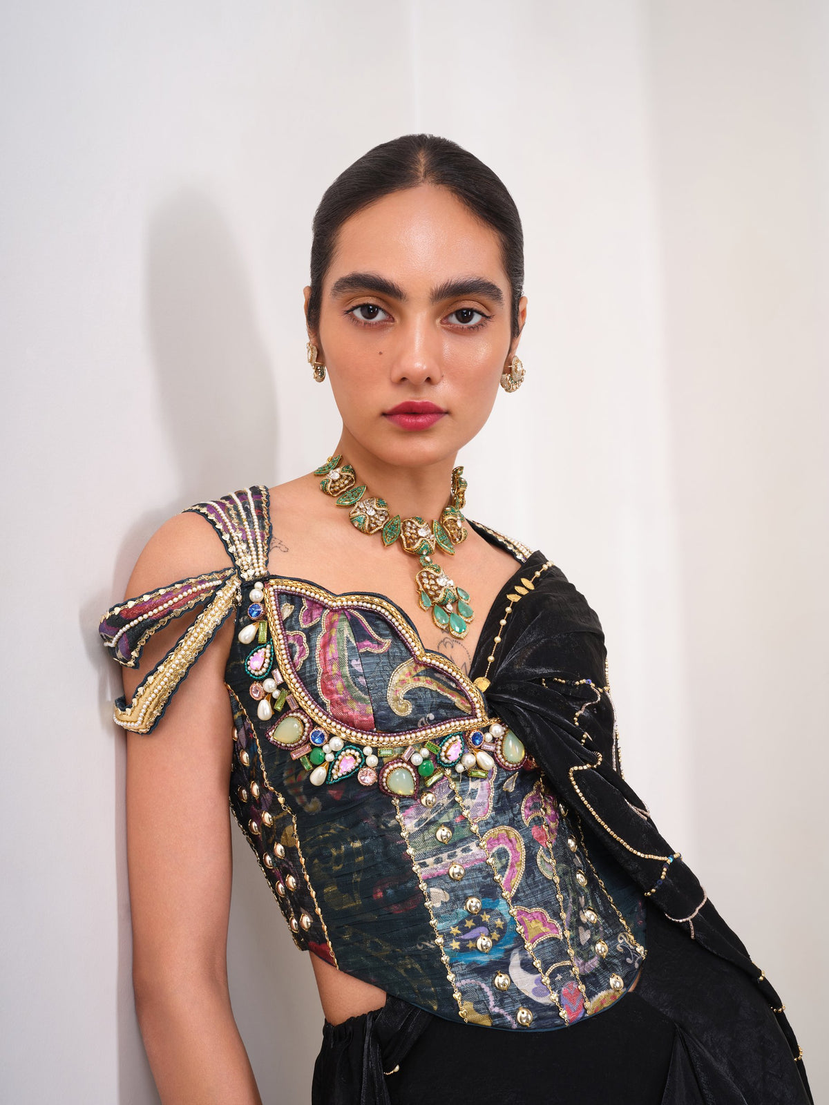 Midnight Muse – black saree set by Papa Don't Preach by Shubhika