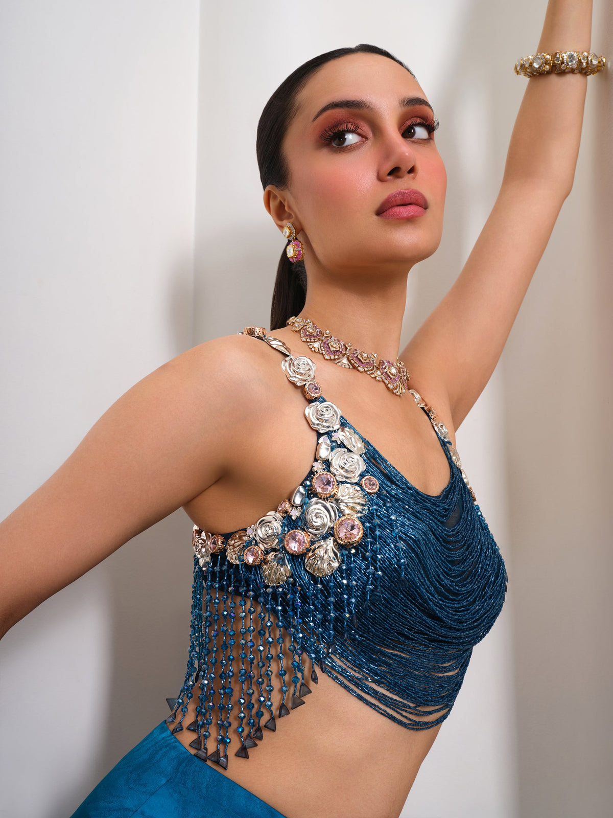 Mystic Midnight Drip – petrol blue skirt set by Papa Don't Preach by Shubhika