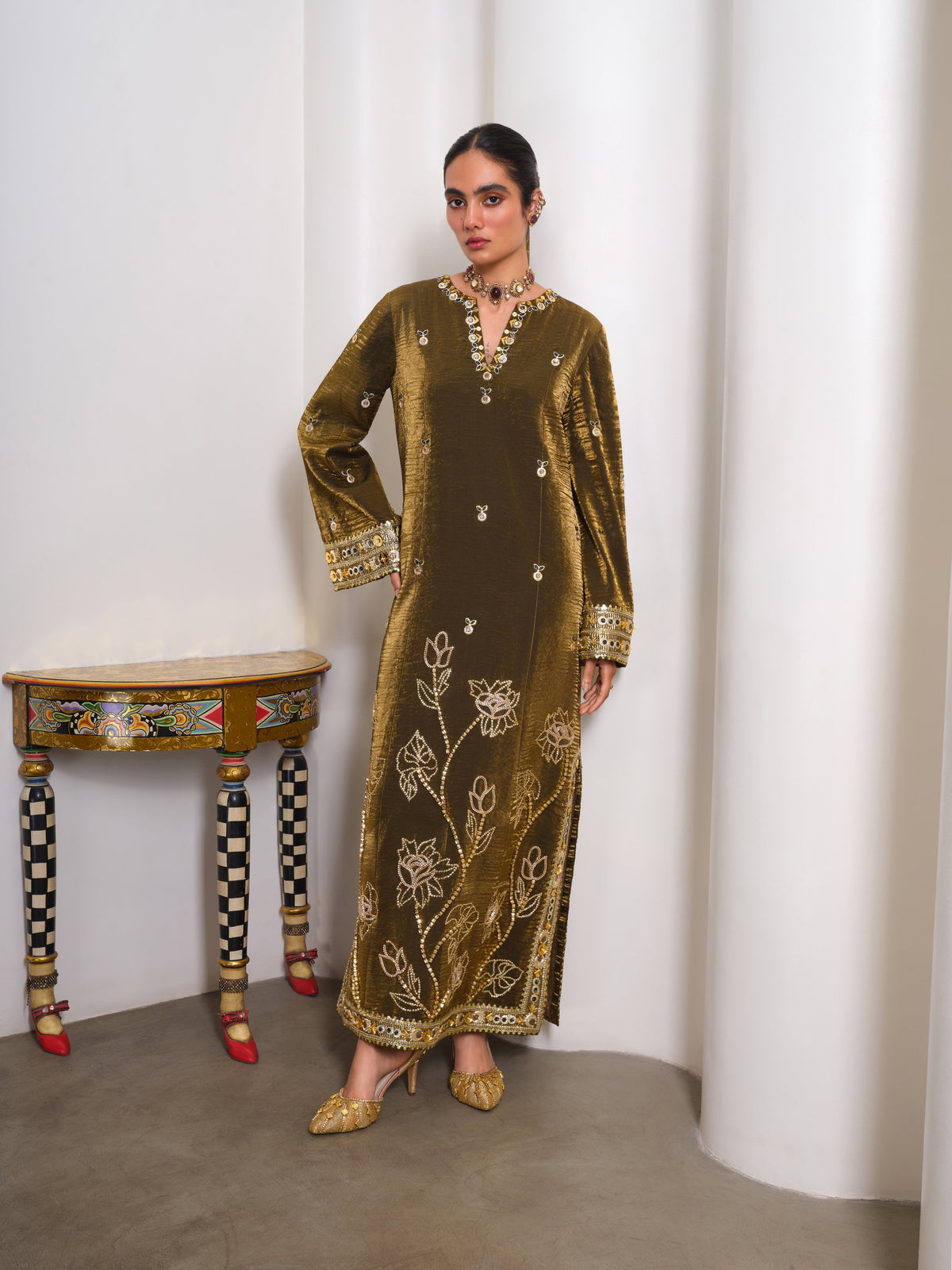 Golden Hour Grace – gold kaftan by Papa Don't Preach by Shubhika