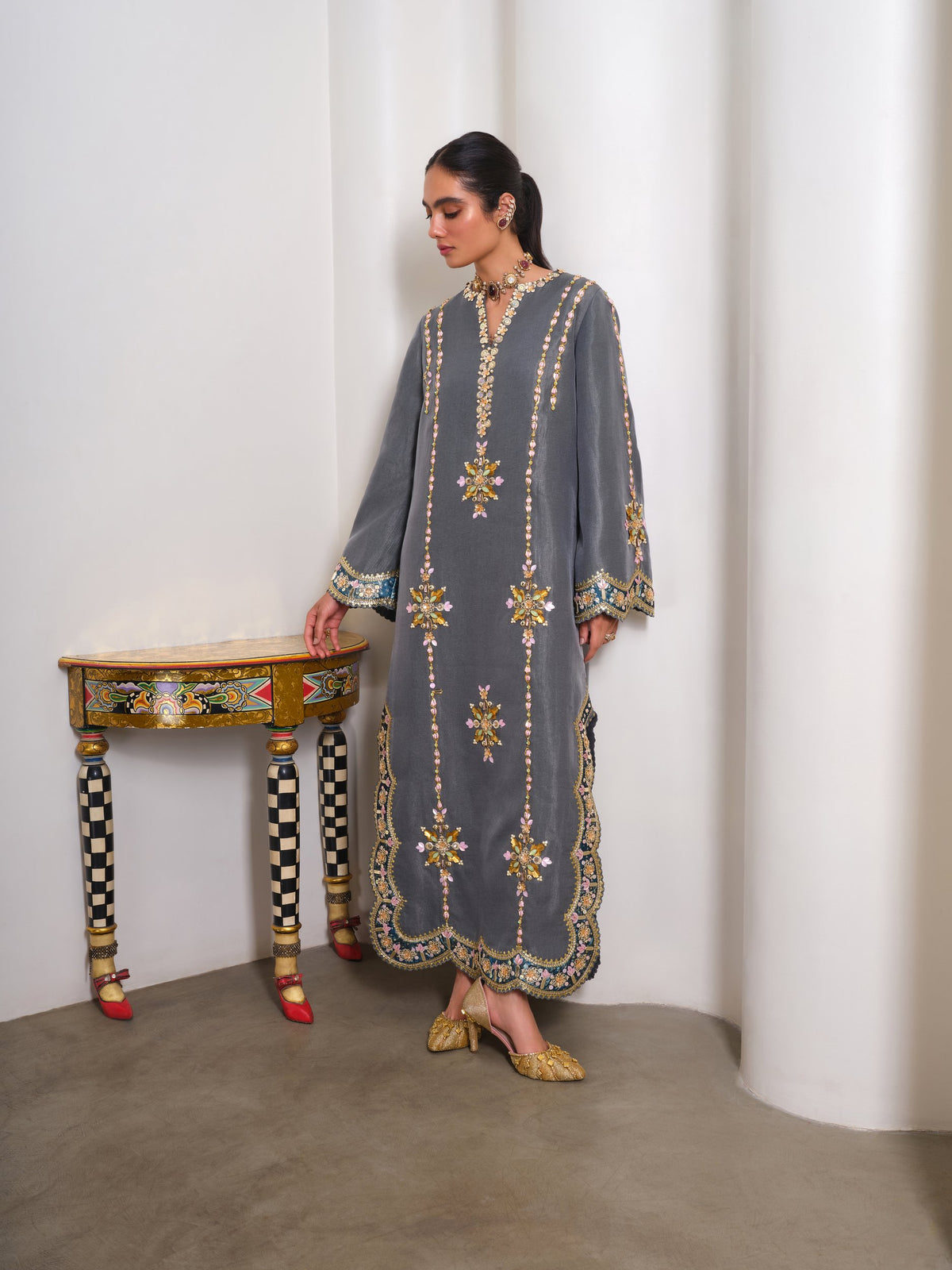 Evergreen Elegance – grey kaftan by Papa Don't Preach by Shubhika