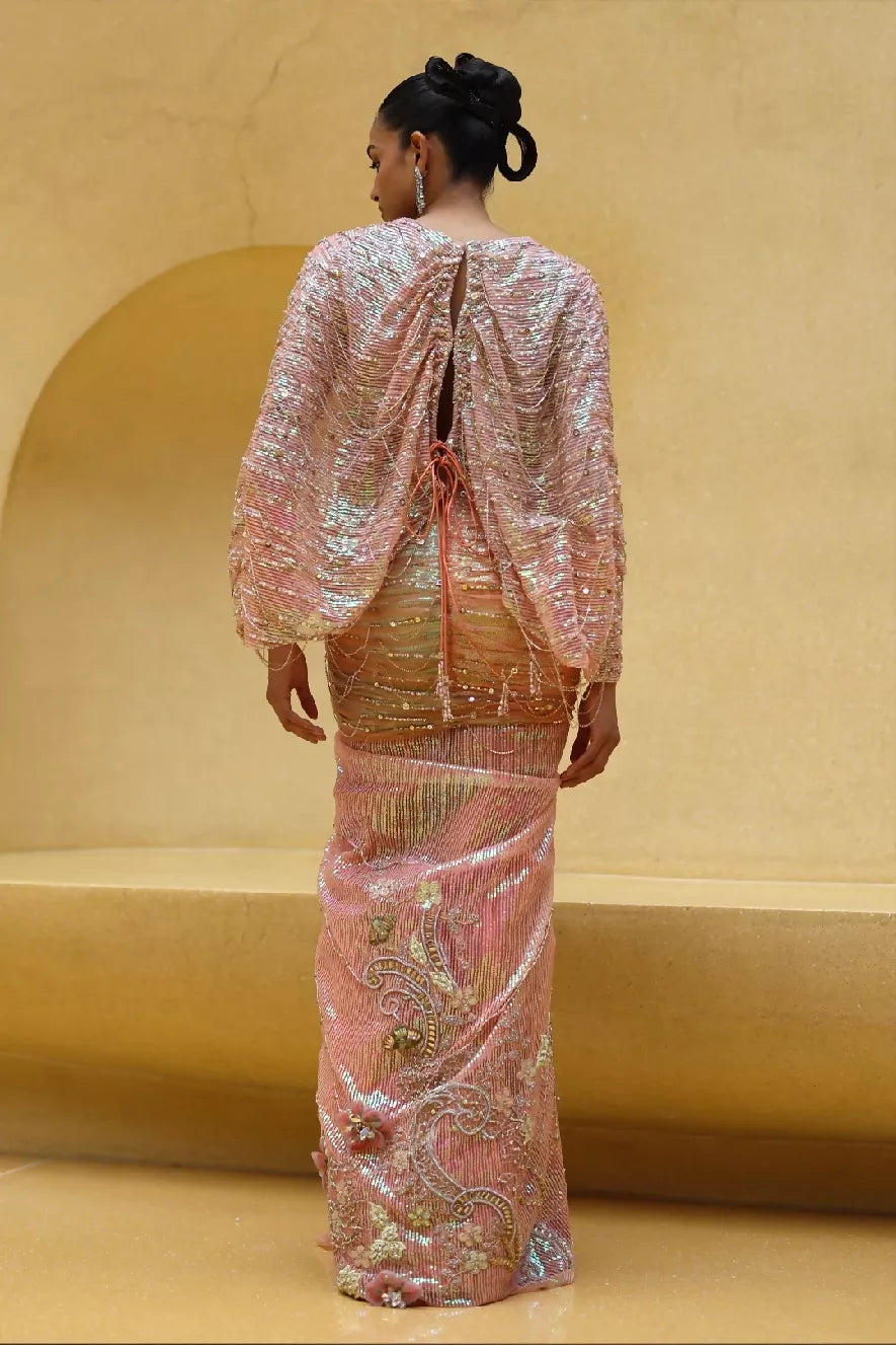 Ambrose Draped Co-ord Set in Peach