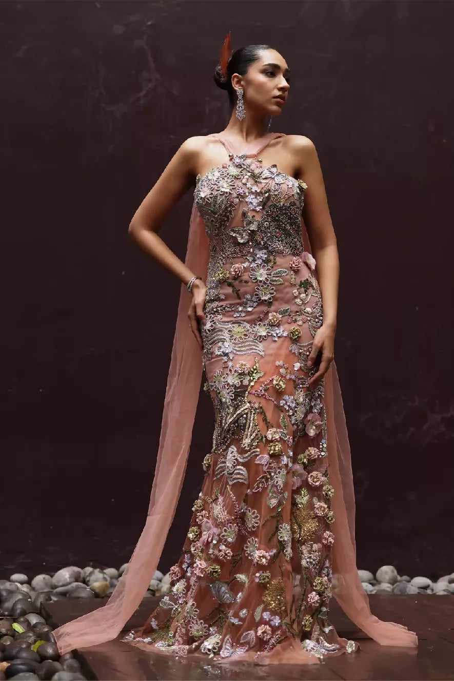 Gardenia Mocha Appliqué Dress