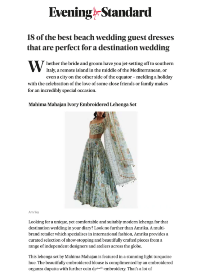 Evening Standard 2024 | Ivory Embroidered Lehenga Set