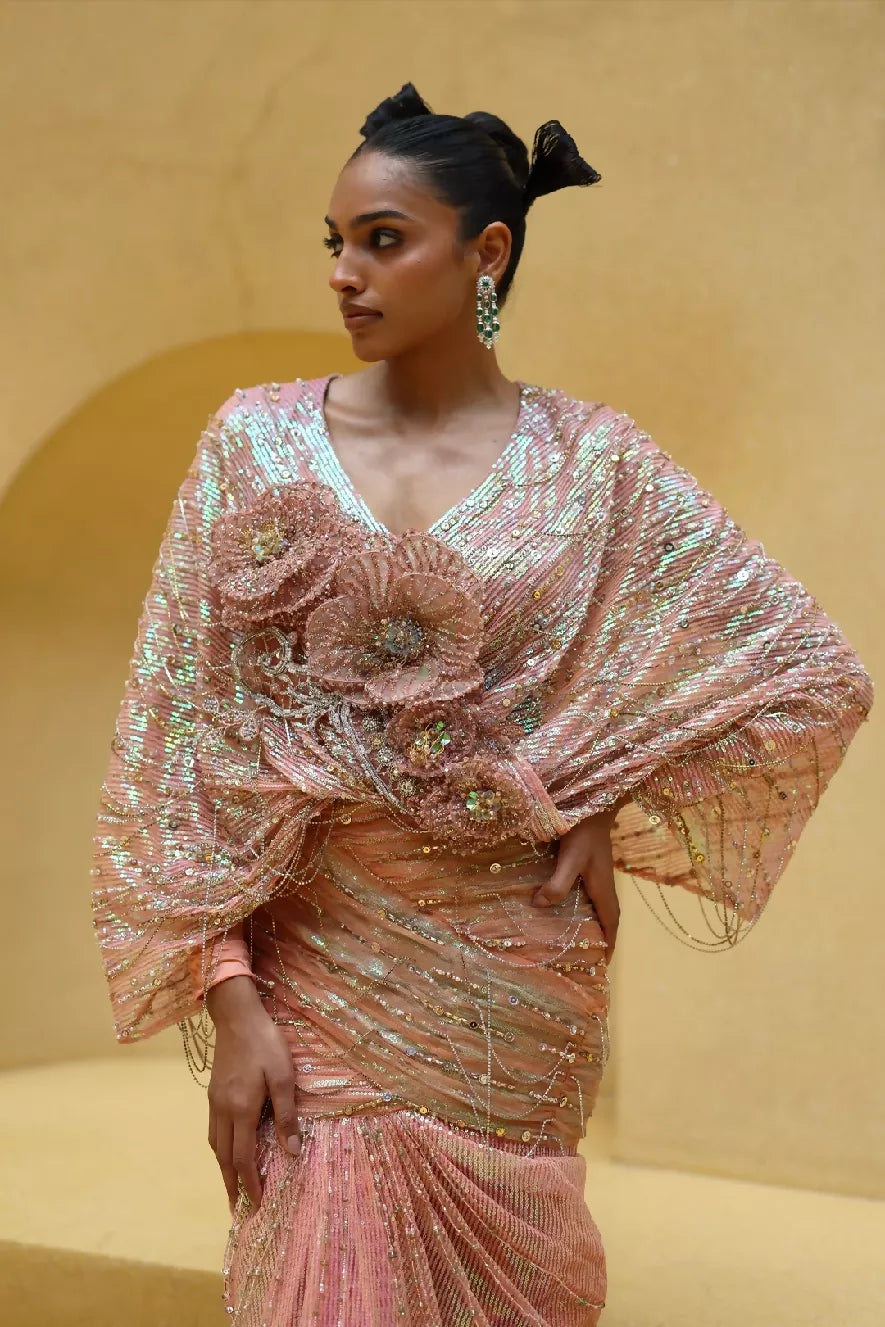 Ambrose Draped Co-ord Set in Peach