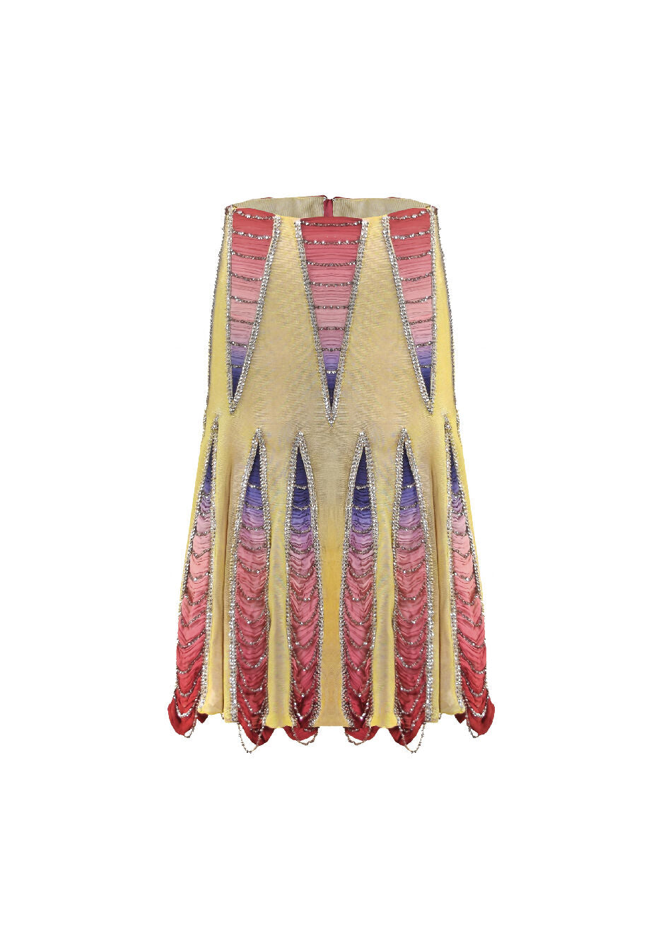 Gilded Blood-Red Godet Skirt