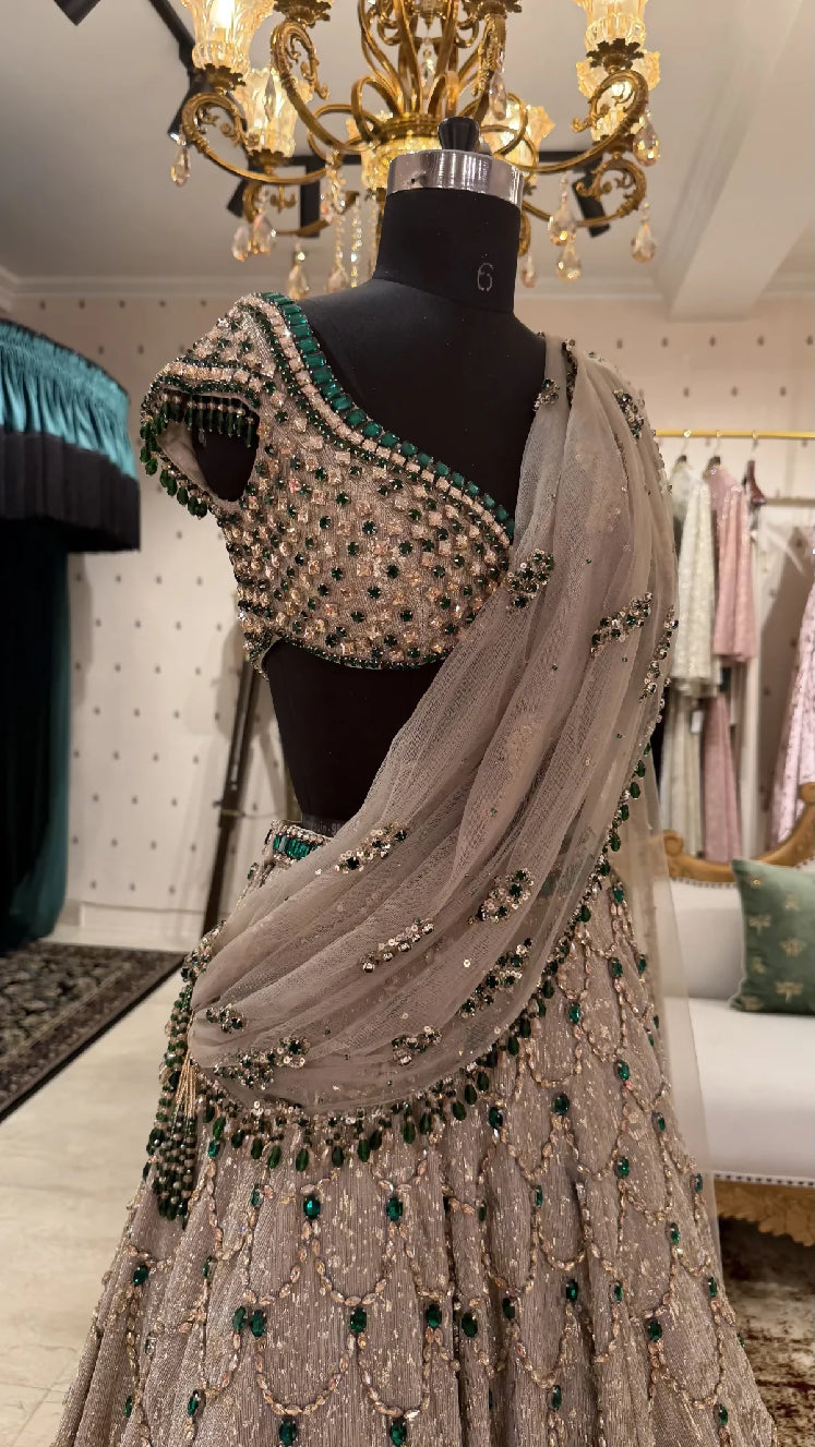 GREEN GOLD LEHENGA SET - BY MEHAK MAKHIJA