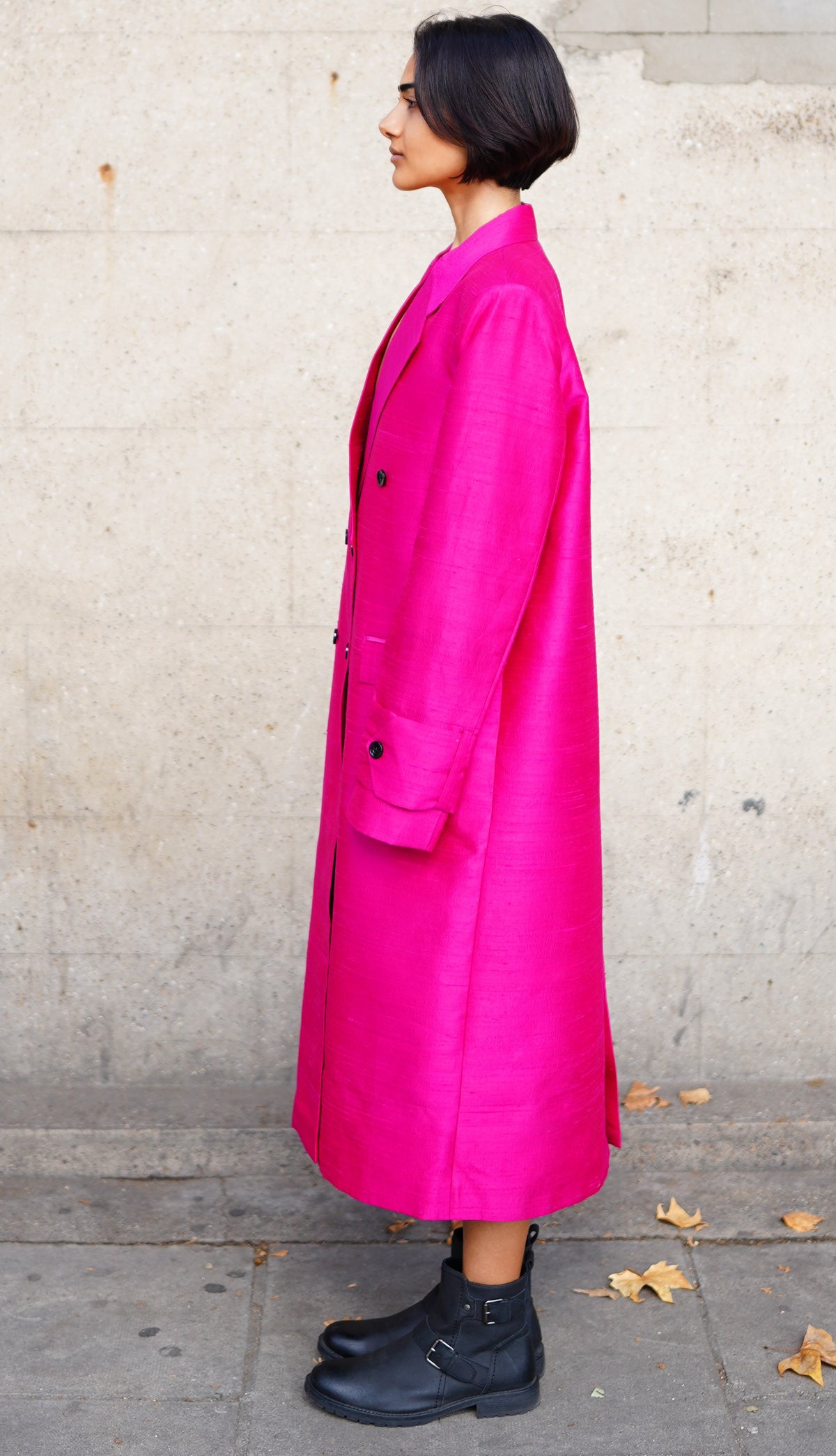 Vasa Hot Pink Relaxed-Fit Long Coat by Pindiga