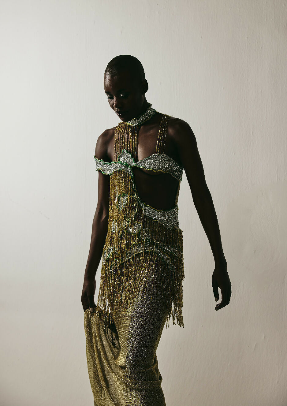 Gold Sequins Rain Gown