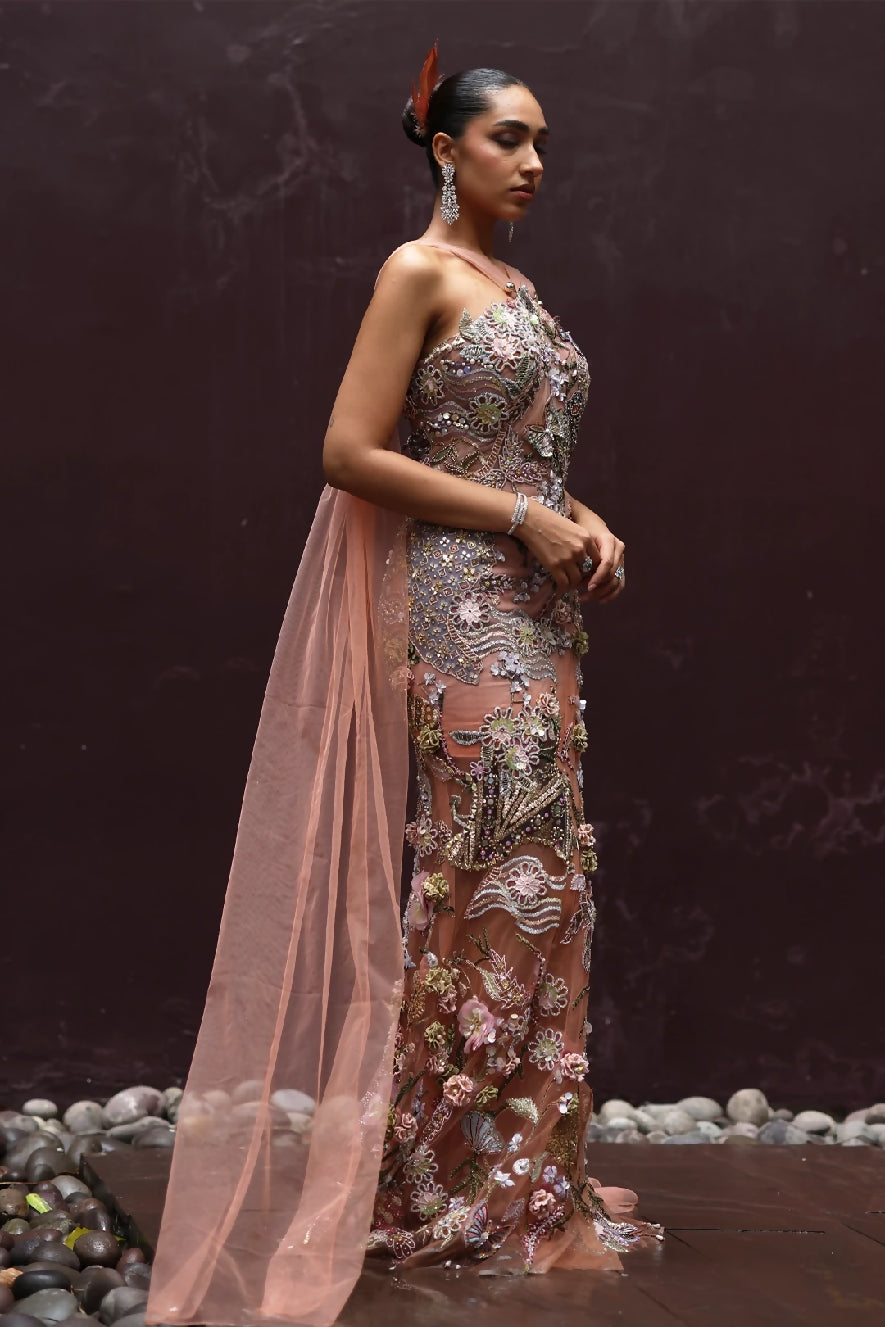 Gardenia Mocha Appliqué Dress