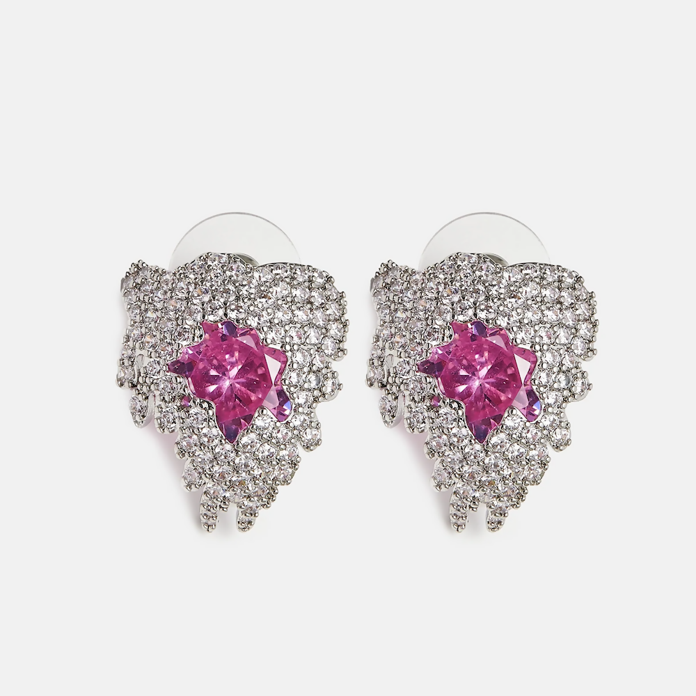 Rock Earrings - blue and pink