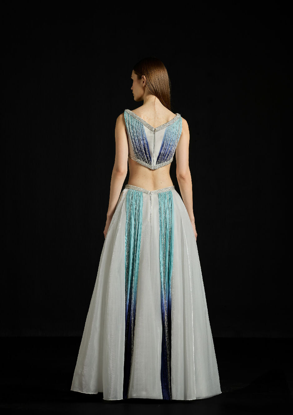 Gathered Chiffon Sequins Ensemble