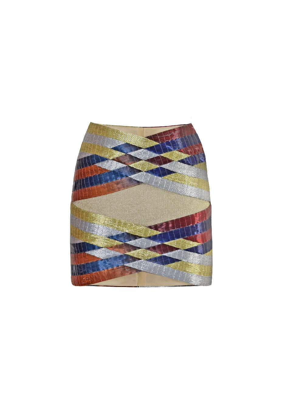 Glass & Metal Column Mini Skirt