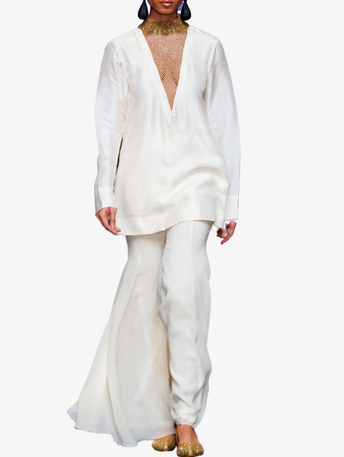 White Georgette Kurta and Trouser set