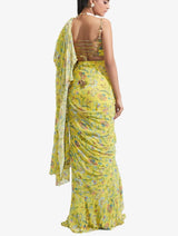 Yellow Ruffle Floral Sari