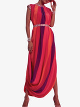 Sunset Stripes Drape Dress