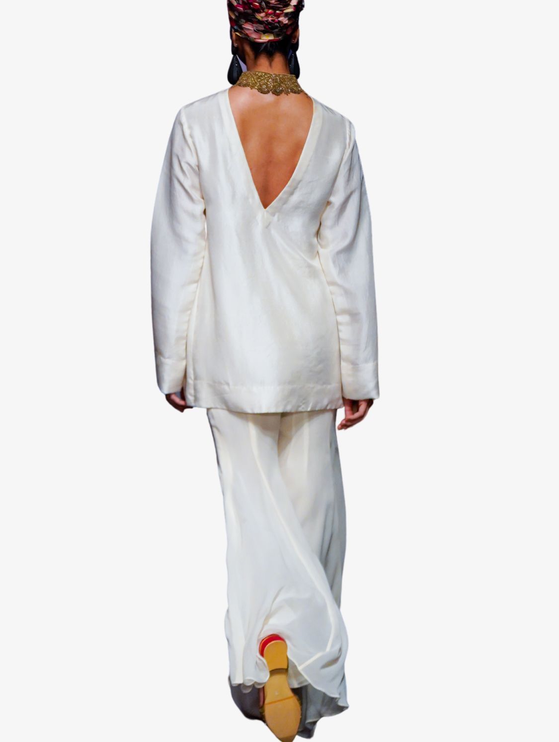 White Georgette Kurta and Trouser set