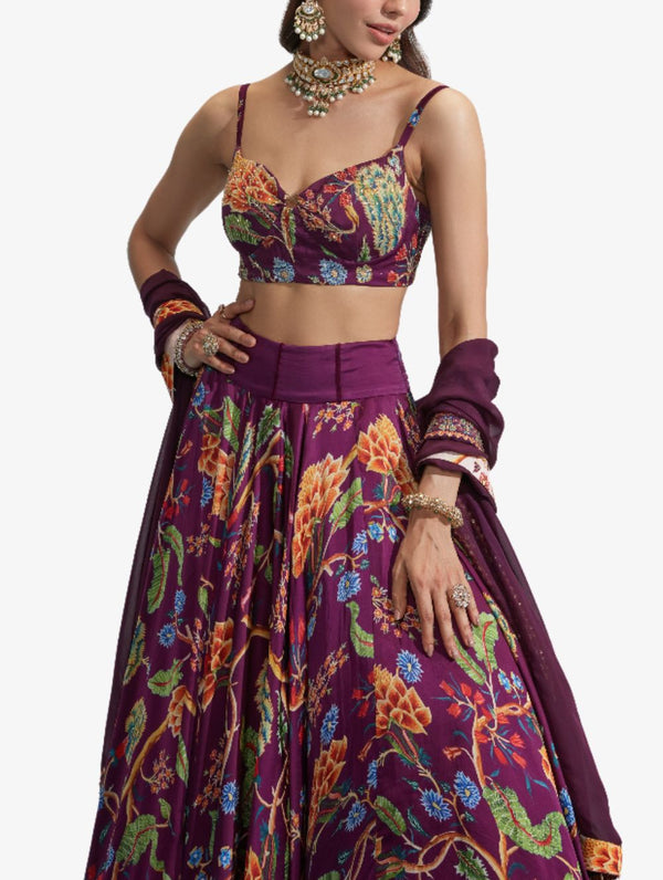 Purple Embroidered lehenga set