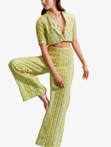 Yellow embroidered trouser set