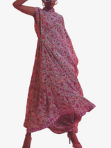 Ivory Drape Skirt With Drape Sari