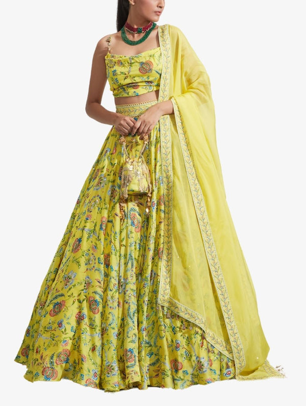 Yellow Embroidered Lehenga Set