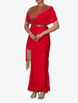 Georgette drape sari set