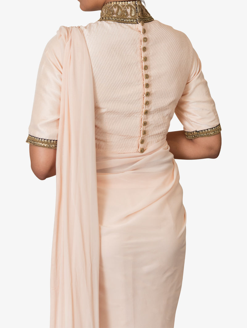 Ivory drape sari and blouse