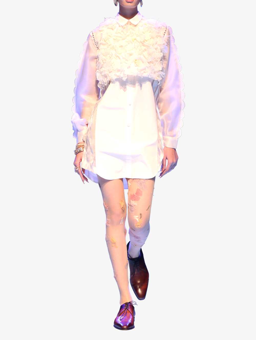 3D Hand-embroidered Ivory organza set