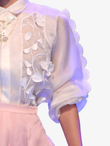 Petal embroidered shirt with skirt