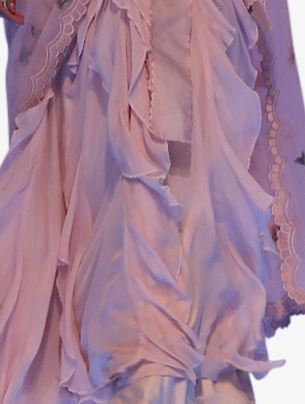 Pink pressed flower sari set