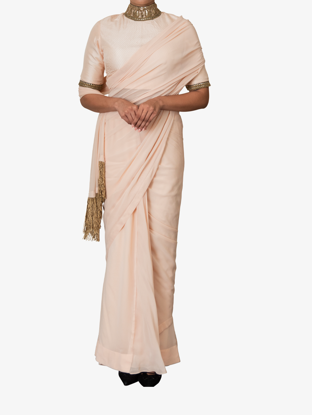 Ivory drape sari and blouse