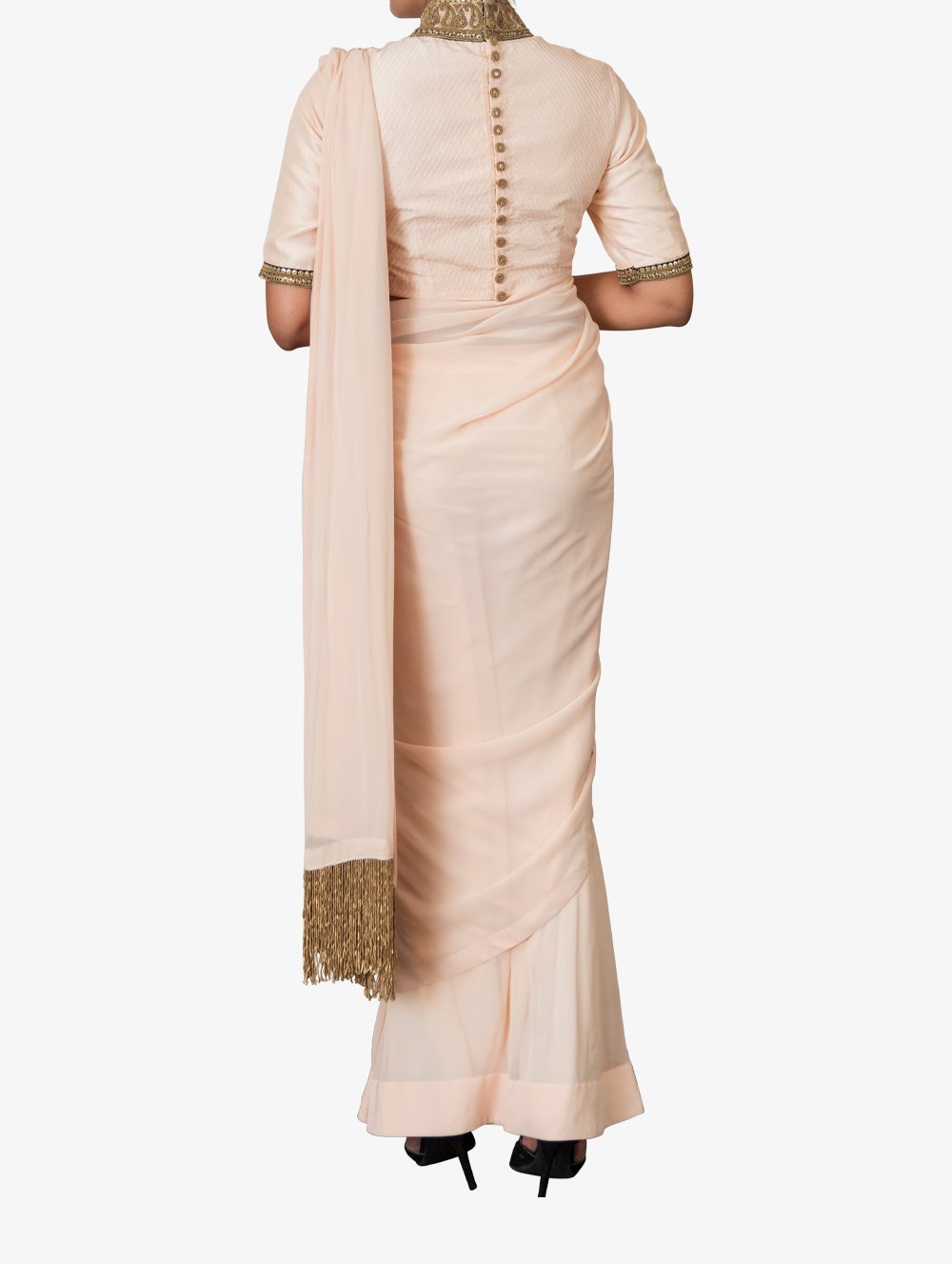 Ivory drape sari and blouse
