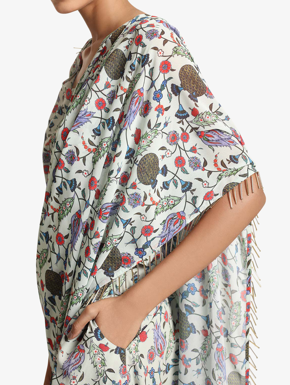 Powder blue Top with Attached Drape Set