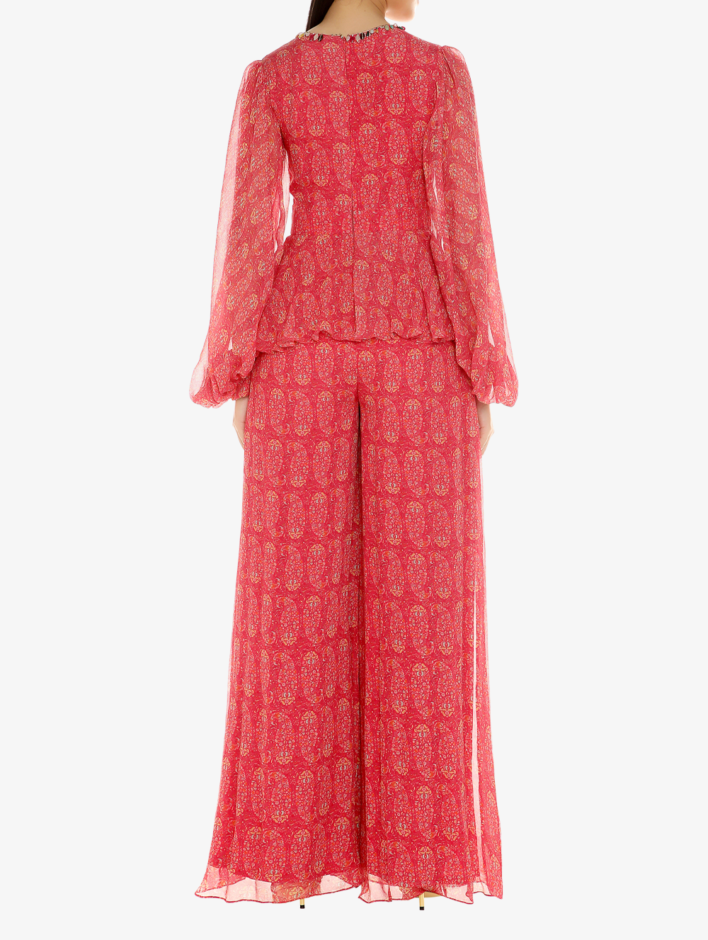 Coral paisley printed jumpsuit