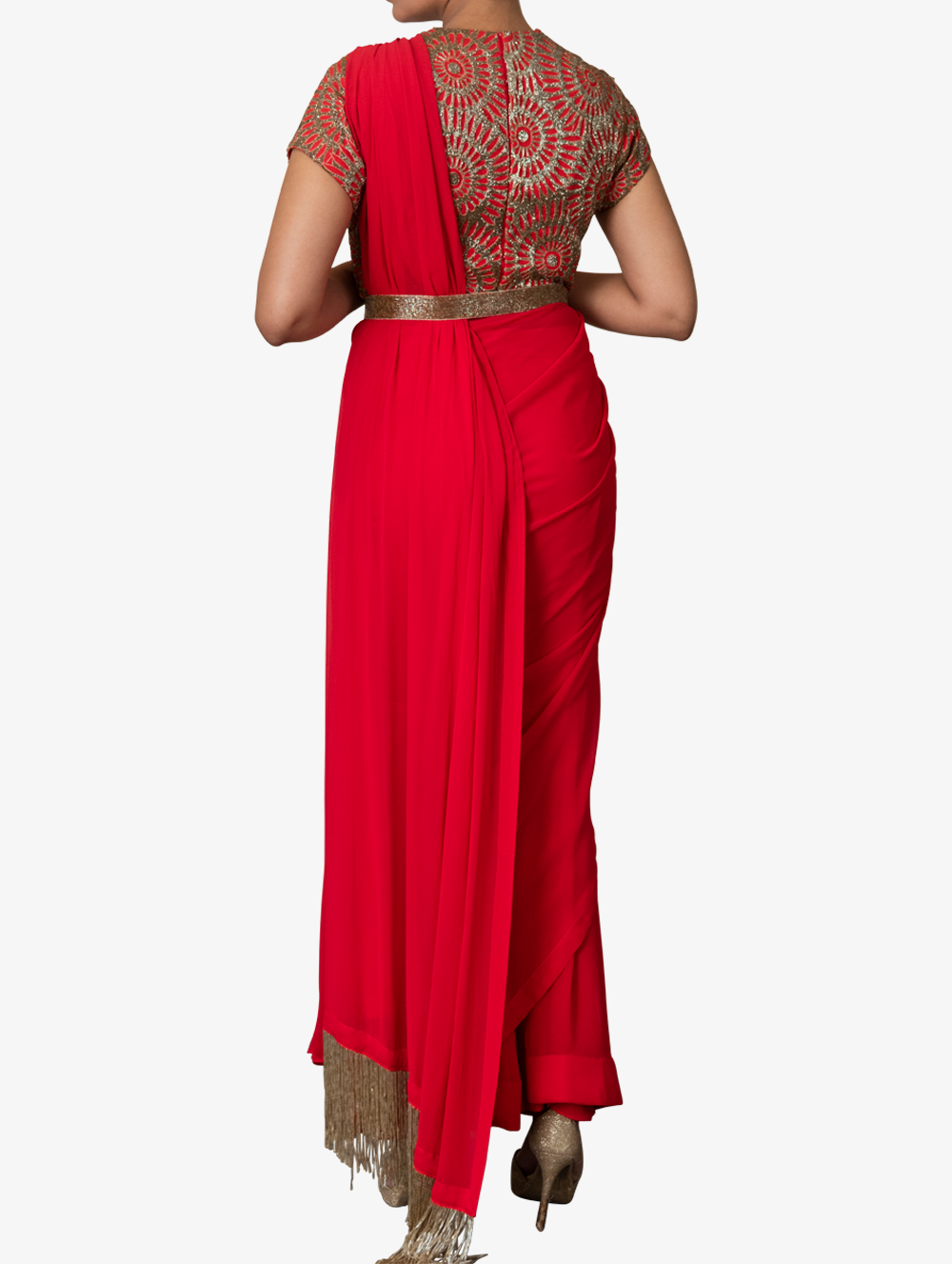 Georgette drape sari set